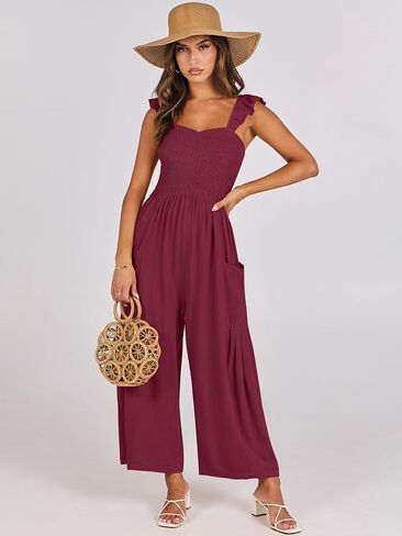 ANRABESS Women Summer Casual Dressy Sleeveless Smocked Wide Leg Linen Jumpsuits Rompers Outfits with Pockets in Saudi Arabia