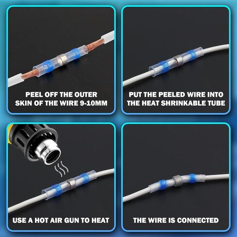 100 قطعة من موصلات الأسلاك 12-10 AWG المقاومة للماء، موصلات بعقب قابلة للانكماش الحراري (أصفر، 12-10 AWG) in Saudi Arabia
