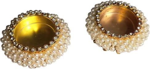 Acrylic Diwali Rangoli Diya/Home Decor/Gift for Home/Floor Stickers/Floor Decoration New Year Gift Acrylic Rangoli Set of 2 Cream Bead 3OC45 in Saudi Arabia