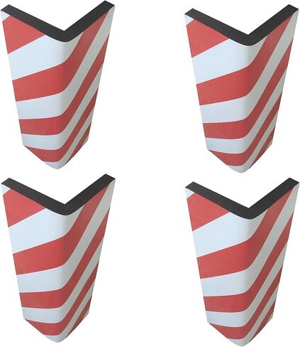 واقيات زوايا ذاتية اللصق، مصنوعة من المطاط الرغوي، لحماية مواقف السيارات، مقاس 17.3 × 9.8 × 0.8 بوصة، مع شرائط عاكسة باللون الأحمر والأبيض. (عبوة من 4 قطع) in Kuwait