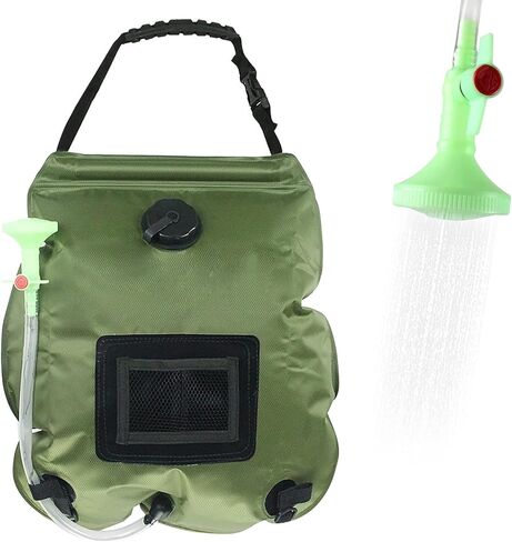 حقيبة استحمام تعمل بالطاقة الشمسية، حقيبة استحمام للتخييم سعة 5 جالون/20 لتر، حقيبة استحمام محمولة مع خرطوم قابل للإزالة ورأس دش قابل للتشغيل والإيقاف للتخييم والشاطئ والسباحة في الهواء الطلق والسفر والمشي لمسافات طويلة in Kuwait