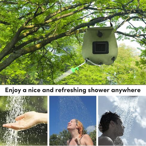 حقيبة استحمام تعمل بالطاقة الشمسية، حقيبة استحمام للتخييم سعة 5 جالون/20 لتر، حقيبة استحمام محمولة مع خرطوم قابل للإزالة ورأس دش قابل للتشغيل والإيقاف للتخييم والشاطئ والسباحة في الهواء الطلق والسفر والمشي لمسافات طويلة in Kuwait