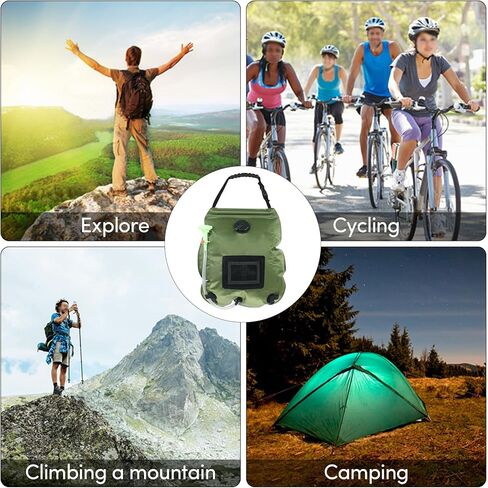 حقيبة استحمام تعمل بالطاقة الشمسية، حقيبة استحمام للتخييم سعة 5 جالون/20 لتر، حقيبة استحمام محمولة مع خرطوم قابل للإزالة ورأس دش قابل للتشغيل والإيقاف للتخييم والشاطئ والسباحة في الهواء الطلق والسفر والمشي لمسافات طويلة in Kuwait