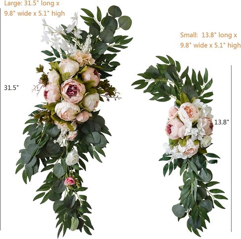 Machoo Decorative Swags Wedding Arch Flowers Swags Artificial Flowers for Decoration 2 Pcs Peony Flower Swag for Wedding Decor Welcome Sign Wedding Arch Lintel Decor (Champagne) in Saudi Arabia