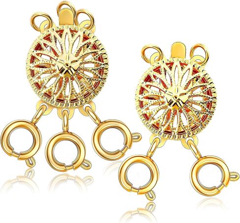 Necklace Layering Clasps Separator for Women 14k Gold & Silver Tangle Free Safety Jewelry Locking Clasp Converter Chain Extender (2 pcs Golder) (2+3 golder-2pcs) in Saudi Arabia