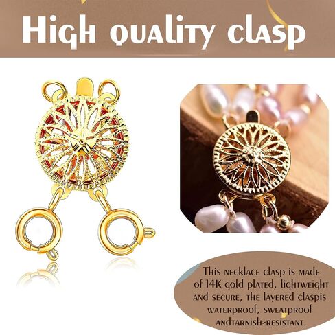 Necklace Layering Clasps Separator for Women 14k Gold & Silver Tangle Free Safety Jewelry Locking Clasp Converter Chain Extender (2 pcs Golder) (2+3 golder-2pcs) in Saudi Arabia