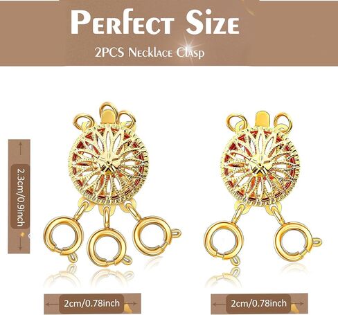 Necklace Layering Clasps Separator for Women 14k Gold & Silver Tangle Free Safety Jewelry Locking Clasp Converter Chain Extender (2 pcs Golder) (2+3 golder-2pcs) in Saudi Arabia