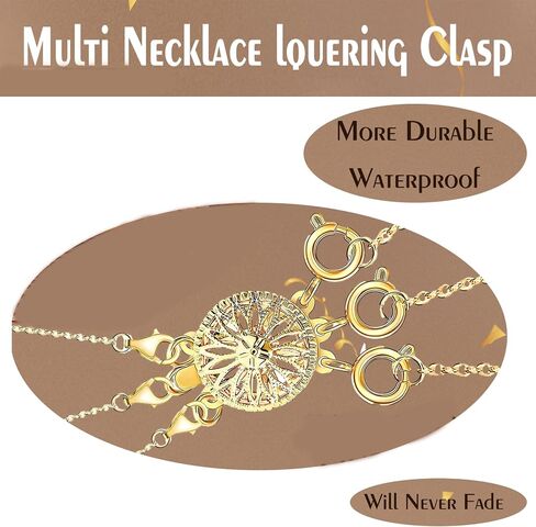 Necklace Layering Clasps Separator for Women 14k Gold & Silver Tangle Free Safety Jewelry Locking Clasp Converter Chain Extender (2 pcs Golder) (2+3 golder-2pcs) in Saudi Arabia