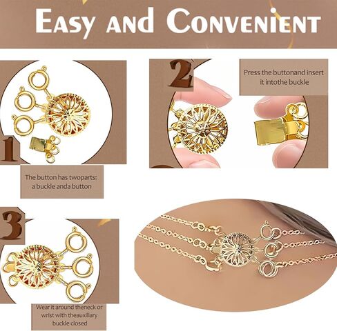 Necklace Layering Clasps Separator for Women 14k Gold & Silver Tangle Free Safety Jewelry Locking Clasp Converter Chain Extender (2 pcs Golder) (2+3 golder-2pcs) in Saudi Arabia