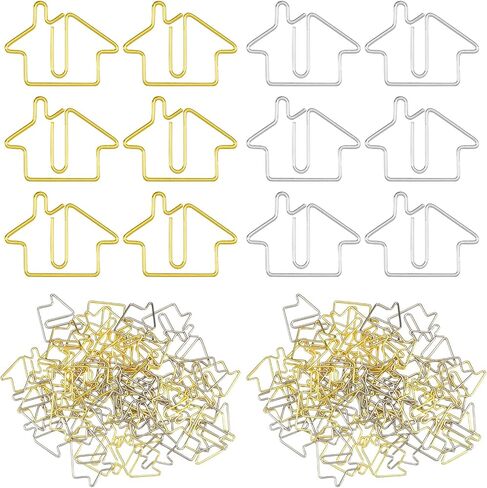 Yeaqee 50 Pcs House Shaped Paper Clips Bookmarks Real Estate Agent Supplies Gold Silver Fun Paperclips Bulk for Kids Student School Office Home Classroom Desk Accessories Gift in Saudi Arabia
