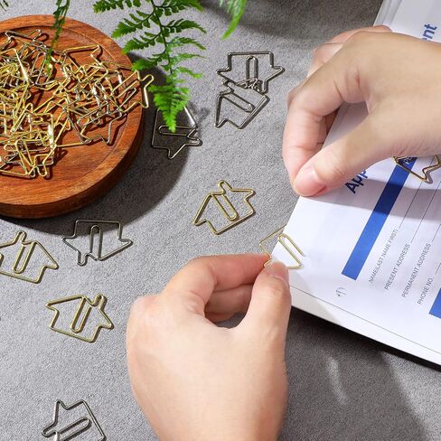 Yeaqee 50 Pcs House Shaped Paper Clips Bookmarks Real Estate Agent Supplies Gold Silver Fun Paperclips Bulk for Kids Student School Office Home Classroom Desk Accessories Gift in Saudi Arabia