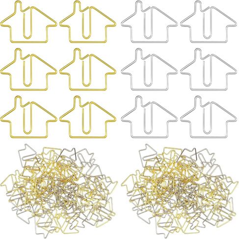 Yeaqee 50 Pcs House Shaped Paper Clips Bookmarks Real Estate Agent Supplies Gold Silver Fun Paperclips Bulk for Kids Student School Office Home Classroom Desk Accessories Gift in Saudi Arabia