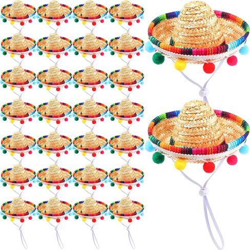 Kigeli 30 Pcs Mini Sombrero Hats 6 Inch Cinco De Mayo Fiesta Party Supplies Straw Tiny Mexican Hats Small Sombreros Hats Mexican Party Decorations for Kids Dogs Pets Fiesta Theme Birthday Party Decor in Saudi Arabia