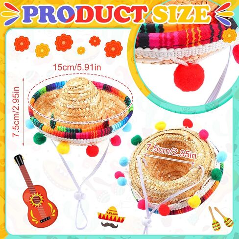 Kigeli 30 Pcs Mini Sombrero Hats 6 Inch Cinco De Mayo Fiesta Party Supplies Straw Tiny Mexican Hats Small Sombreros Hats Mexican Party Decorations for Kids Dogs Pets Fiesta Theme Birthday Party Decor in Saudi Arabia