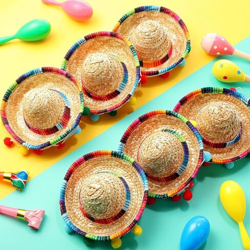 Kigeli 30 Pcs Mini Sombrero Hats 6 Inch Cinco De Mayo Fiesta Party Supplies Straw Tiny Mexican Hats Small Sombreros Hats Mexican Party Decorations for Kids Dogs Pets Fiesta Theme Birthday Party Decor in Saudi Arabia