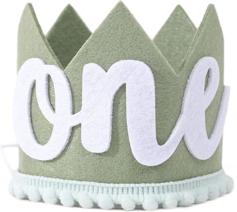 تاج عيد ميلاد بري واحد - زينة عيد ميلاد برية واحدة، التاج الأول لرحلات السفاري/الغابة/الغابة، تاج عيد ميلاد بطابع بري، زي تاج عيد الميلاد الأول للصبي، استحمام الطفل أول صورة دعائية لسحق الكيك (أخضر 2) in Kuwait