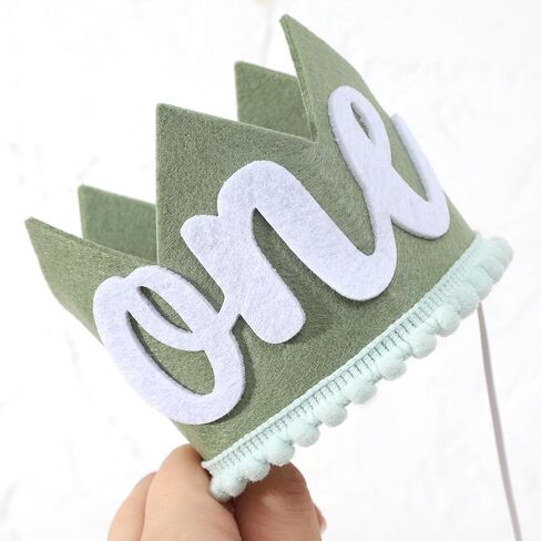 تاج عيد ميلاد بري واحد - زينة عيد ميلاد برية واحدة، التاج الأول لرحلات السفاري/الغابة/الغابة، تاج عيد ميلاد بطابع بري، زي تاج عيد الميلاد الأول للصبي، استحمام الطفل أول صورة دعائية لسحق الكيك (أخضر 2) in Kuwait