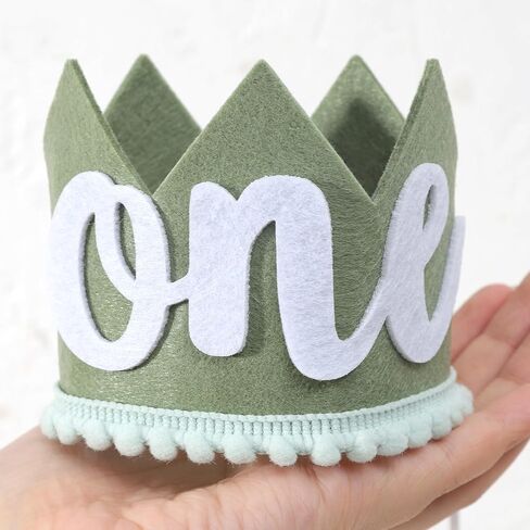 تاج عيد ميلاد بري واحد - زينة عيد ميلاد برية واحدة، التاج الأول لرحلات السفاري/الغابة/الغابة، تاج عيد ميلاد بطابع بري، زي تاج عيد الميلاد الأول للصبي، استحمام الطفل أول صورة دعائية لسحق الكيك (أخضر 2) in Kuwait