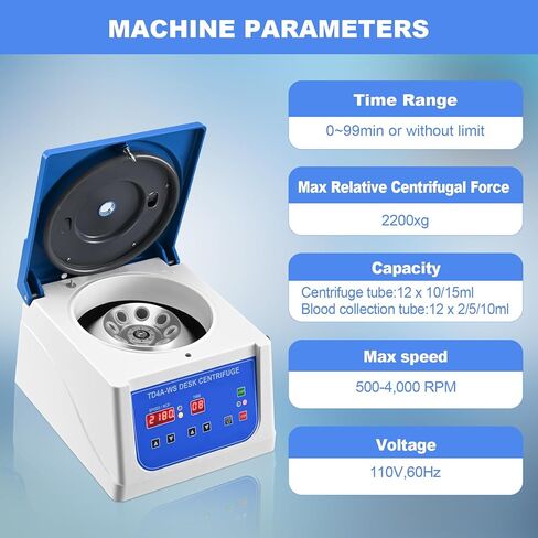 جهاز الطرد المركزي المكتبي PRP Centrifuge Lab مع دوار مكان 12 × 10 مل، سرعة متغيرة 110 فولت 500-4000 دورة في الدقيقة جهاز طرد مركزي فوق الطاولة، مؤقت 90 دقيقة in Kuwait