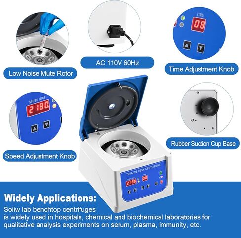 جهاز الطرد المركزي المكتبي PRP Centrifuge Lab مع دوار مكان 12 × 10 مل، سرعة متغيرة 110 فولت 500-4000 دورة في الدقيقة جهاز طرد مركزي فوق الطاولة، مؤقت 90 دقيقة in Kuwait