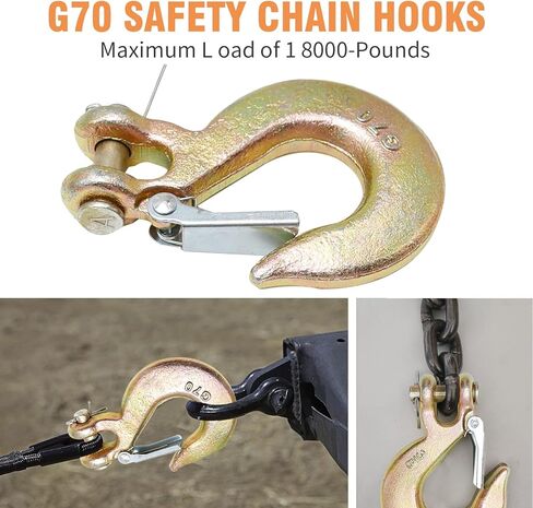 2 حزمة من خطاف الانزلاق Clevis مقاس 3/8 بوصة مع مزلاج أمان، G70 من الفولاذ المطروق عالي التحمل بسعة 18000 رطل، خطاف سحب لنقل مقطورة الشاحنة (ذهبي) in Kuwait
