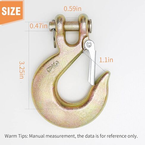 2 حزمة من خطاف الانزلاق Clevis مقاس 3/8 بوصة مع مزلاج أمان، G70 من الفولاذ المطروق عالي التحمل بسعة 18000 رطل، خطاف سحب لنقل مقطورة الشاحنة (ذهبي) in Kuwait