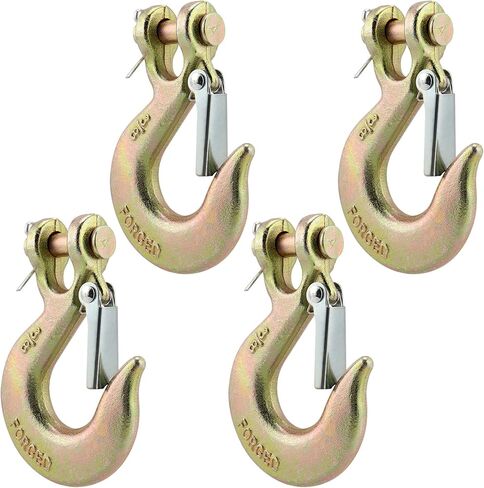 4 قطع خطافات سلسلة 3/8 بوصة، خطاف منزلق شديد التحمل، خطاف إمساك مع مزلاج، خطاف منزلق من الفولاذ المطروق للمقطورة، التعليق والرفع، سعة 6613 رطل، ذهبي in Kuwait