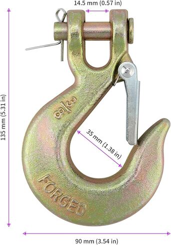 4 قطع خطافات سلسلة 3/8 بوصة، خطاف منزلق شديد التحمل، خطاف إمساك مع مزلاج، خطاف منزلق من الفولاذ المطروق للمقطورة، التعليق والرفع، سعة 6613 رطل، ذهبي in Kuwait