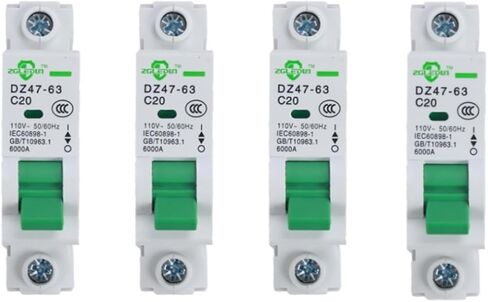 قاطع دائرة مصغر - 4 قطع 110 فولت/240 فولت MCB Din Rail DZ47-63 قاطع دائرة منزلي صغير 1 قطب 20 أمبير in Saudi Arabia