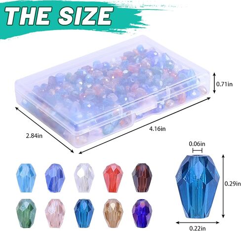 300pcs Glass Crystal Teardrop Beads 6X9mm Drop Glass Spacer Beads Colorful Clear Electroplated Color Crystal Beads for DIY Jewelry Bracelet Making (Drop) in Saudi Arabia