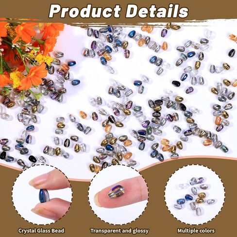 300pcs Glass Crystal Teardrop Beads 6X9mm Drop Glass Spacer Beads Colorful Clear Electroplated Color Crystal Beads for DIY Jewelry Bracelet Making (Drop) in Saudi Arabia