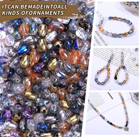 300pcs Glass Crystal Teardrop Beads 6X9mm Drop Glass Spacer Beads Colorful Clear Electroplated Color Crystal Beads for DIY Jewelry Bracelet Making (Drop) in Saudi Arabia