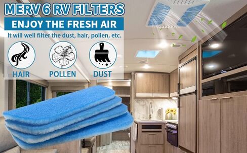 فلتر تيار متردد RV، مرشحات هواء مقاس 6 × 16 بوصة [4 مرشحات] لفتحة مكيف الهواء RV، فلتر تيار متردد MERV 6 in Kuwait