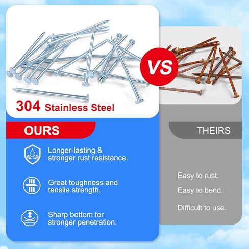 مسامير الأجهزة 304 من الفولاذ المقاوم للصدأ (3/4 بوصة، 1-1/5 بوصة، 1-1/2 بوصة، 2 بوصة، 2-1/2 بوصة) 5 مقاسات متنوعة، مسامير لتعليق الصور على خشب الحوائط الجافة، أظافر خشبية ، أظافر حائط، أظافر معلقة صغيرة in Kuwait
