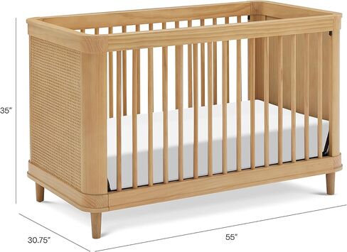 NAMESAKE Marin with Cane 3-in-1 Convertible Crib in Honey and Honey Cane, Greenguard Gold Certified in Saudi Arabia