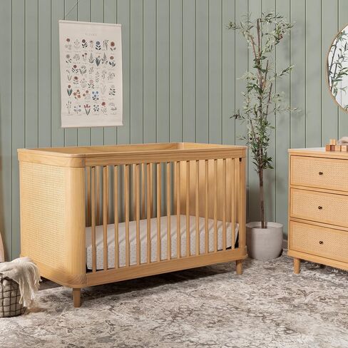 NAMESAKE Marin with Cane 3-in-1 Convertible Crib in Honey and Honey Cane, Greenguard Gold Certified in Saudi Arabia