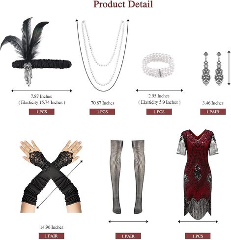 WILDPARTY 1920S Women Flapper Dress Sequin Dress V Neck Lace Fringed Dress Costume With Roaring 20s Accessories in Kuwait