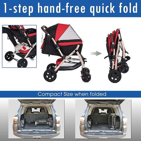 HPZ Pet Rover Premium Heavy Duty DogCat Stroller Travel Carriage CompartmentZipperless EntryPump-Free Rubber Tires Small, Medium, Large Pets (Black 2nd-Gen.), X-Large (Pack of 1) in Saudi Arabia