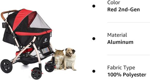HPZ Pet Rover Premium Heavy Duty DogCat Stroller Travel Carriage CompartmentZipperless EntryPump-Free Rubber Tires Small, Medium, Large Pets (Black 2nd-Gen.), X-Large (Pack of 1) in Saudi Arabia