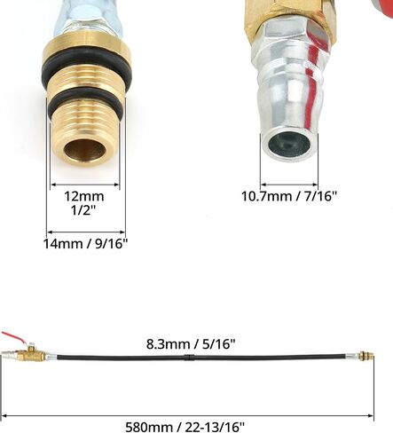 QWORK Engine Cylinder Air Valve Holder Pressure Test Pipe with Ball Valve - Compatible with LS Engines, Fits M14/M12 Spark Plug Threads - 4500PSI Max Pressure - for Valve Spring Replacement in Saudi Arabia