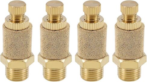 Uxcell كاتم صوت عادم الهواء قابل للتعديل من النحاس 1/8 BSPT ذهبي اللون 4 قطع in Kuwait