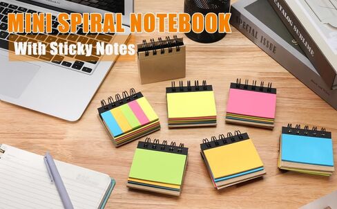 RHAWOM 12 Pads Mini Sticky Note Pads Sets,Hard Cover Cute Spiral Notepad with Variety Size,3 x 3.5 in ，Book Page Tabs Coil Post,Gifts for Work Friends Notebook Bulk 250 Count/Pad in Saudi Arabia