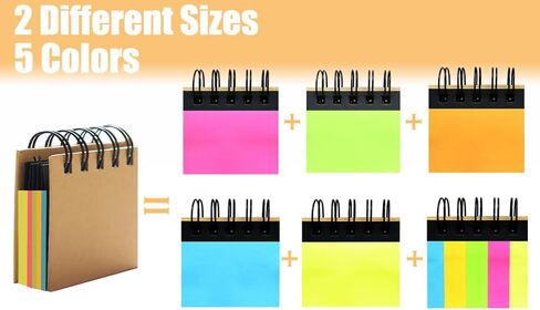RHAWOM 12 Pads Mini Sticky Note Pads Sets,Hard Cover Cute Spiral Notepad with Variety Size,3 x 3.5 in ，Book Page Tabs Coil Post,Gifts for Work Friends Notebook Bulk 250 Count/Pad in Saudi Arabia