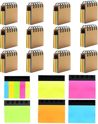 RHAWOM 12 Pads Mini Sticky Note Pads Sets,Hard Cover Cute Spiral Notepad with Variety Size,3 x 3.5 in ，Book Page Tabs Coil Post,Gifts for Work Friends Notebook Bulk 250 Count/Pad in Saudi Arabia