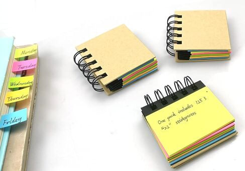 RHAWOM 12 Pads Mini Sticky Note Pads Sets,Hard Cover Cute Spiral Notepad with Variety Size,3 x 3.5 in ，Book Page Tabs Coil Post,Gifts for Work Friends Notebook Bulk 250 Count/Pad in Saudi Arabia