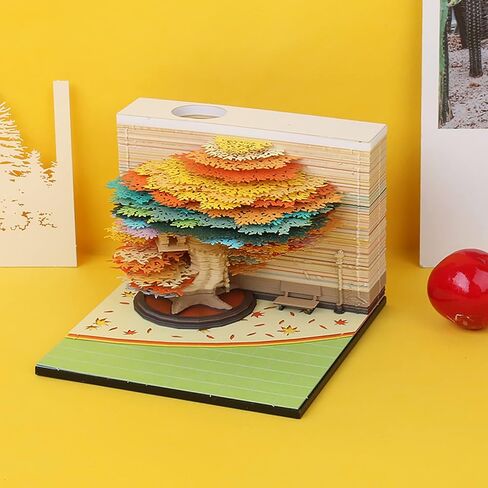 3D Memo Pad Tree House,Four Season Tree 240 Sheets Paper Carving Art Notepad with Pen Holder 3D Non-Stick Sticky Note DIY Paper Notes Creative Decorative Gift in Saudi Arabia