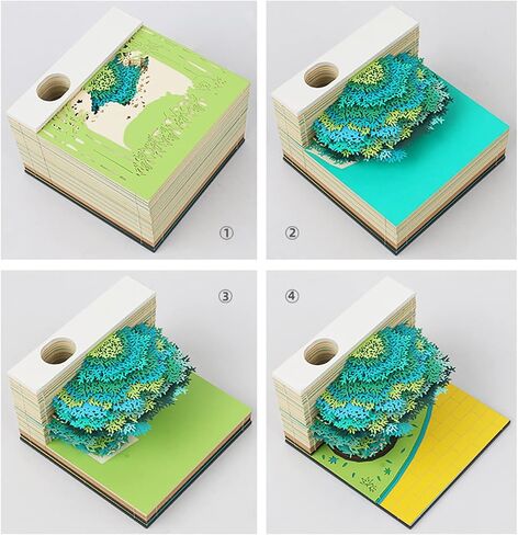 3D Memo Pad Tree House,Four Season Tree 240 Sheets Paper Carving Art Notepad with Pen Holder 3D Non-Stick Sticky Note DIY Paper Notes Creative Decorative Gift in Saudi Arabia