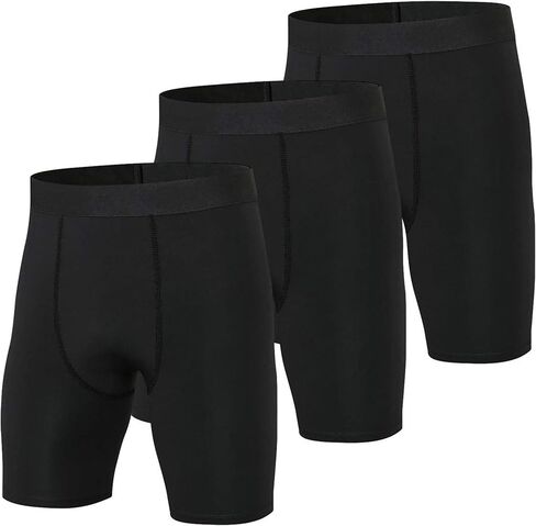 YUSHOW 3 Pack Compression Shorts Men Sports Underwear Base Layer Quick Dry Workout Running Shorts Cycling Workout Athletic in Saudi Arabia