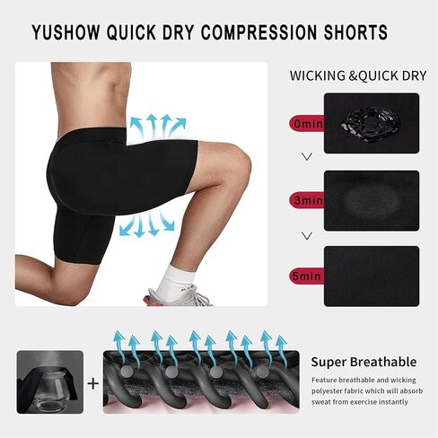 YUSHOW 3 Pack Compression Shorts Men Sports Underwear Base Layer Quick Dry Workout Running Shorts Cycling Workout Athletic in Saudi Arabia