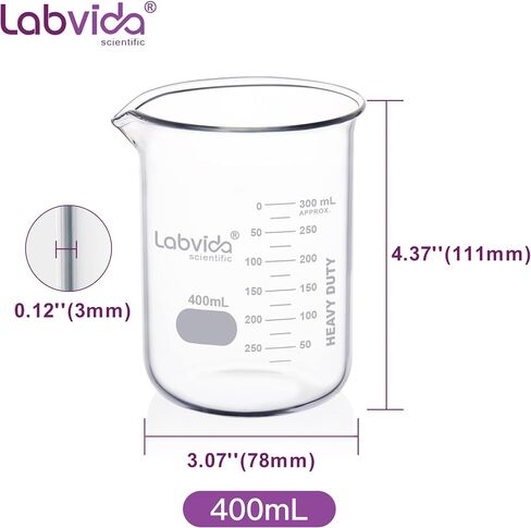 4pcs 250ml Upgrated Thick Glass Beakers, Griffin Low Form Beaker Set with Double Scale, 3.3 Boro, LVA009 in Saudi Arabia